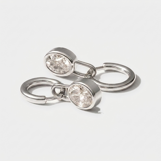 Diamond Lock Earrings — Silver