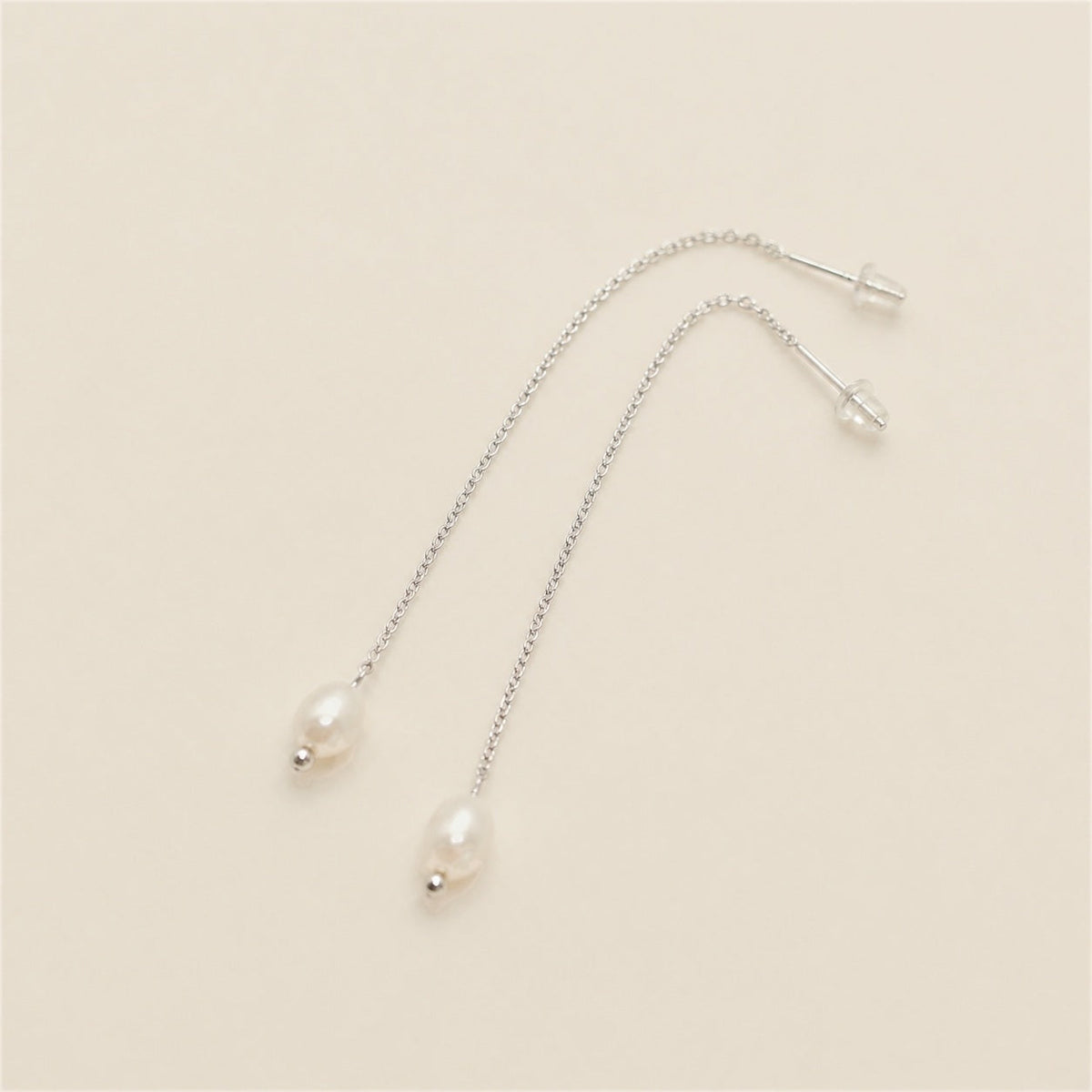 Silk Pearl Threader Earrings