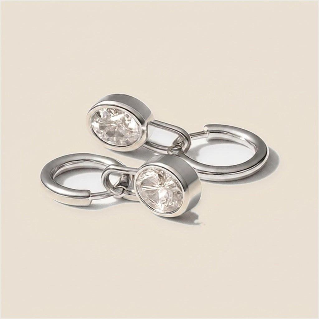 Diamond Lock Earrings — Silver
