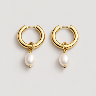 Bethany Pearl Drop Hoop — studio product photograph
