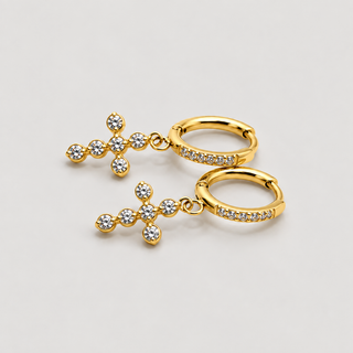 Lumi Cross Hoops — studio product photograph