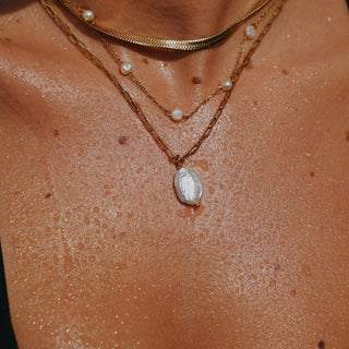 Hanalei Pearl Coin Paperclip Necklace (Bundle)