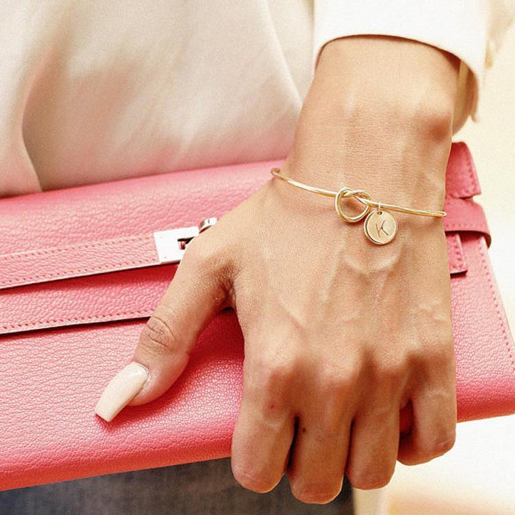 Rosa® Initial Knot Bangle Bracelet - Louise Carter