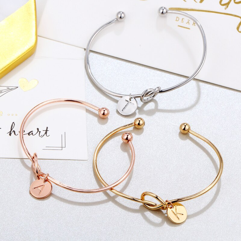Rosa® Initial Knot Bangle Bracelet - Louise Carter