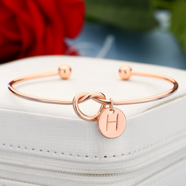 Rosa® Initial Knot Bangle Bracelet - Louise Carter