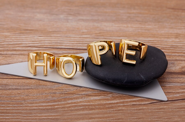 Chunky Initial Ring (adjustable size)