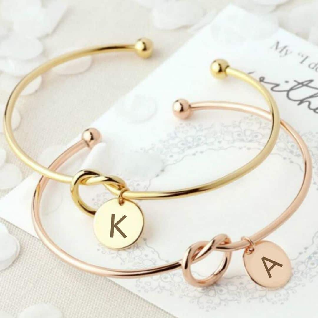 Rosa® Initial Knot Bangle Bracelet - Louise Carter